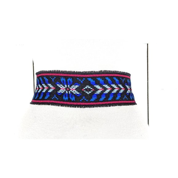 Woven embroidered Ikat tribal fabric long sash necklace choker scarf belt main image 7